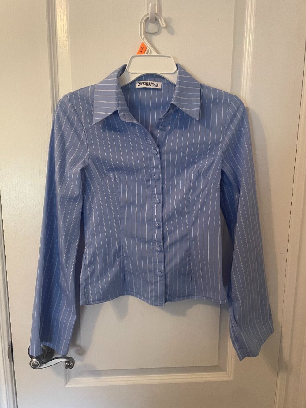 Princess Polly Light Blue Pinstripe Button-Down Shirt
